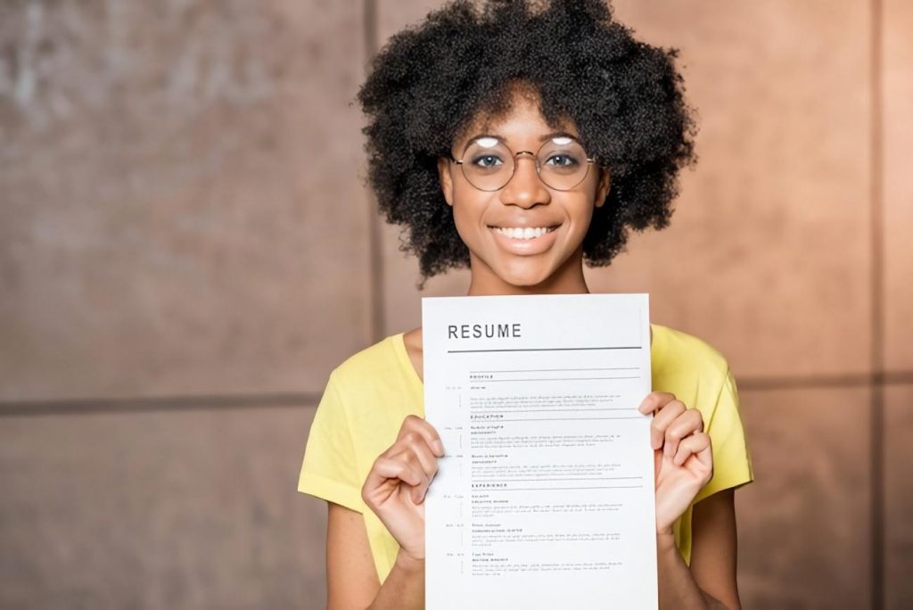 Girl Holding Resume